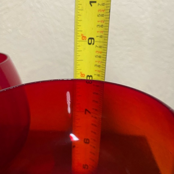 Set of 4, Ruby Red Balloon Style Wine Glasses with a Clear Stem - Picture 6 of 6